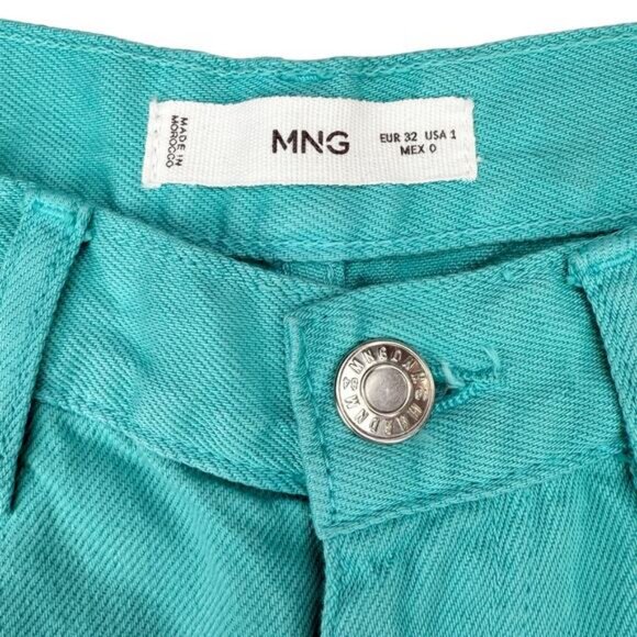 NWT MANGO Tie-Dye Print Straight Low Waist Denim Short Womens Size XXS Turquoise - Picture 4 of 6